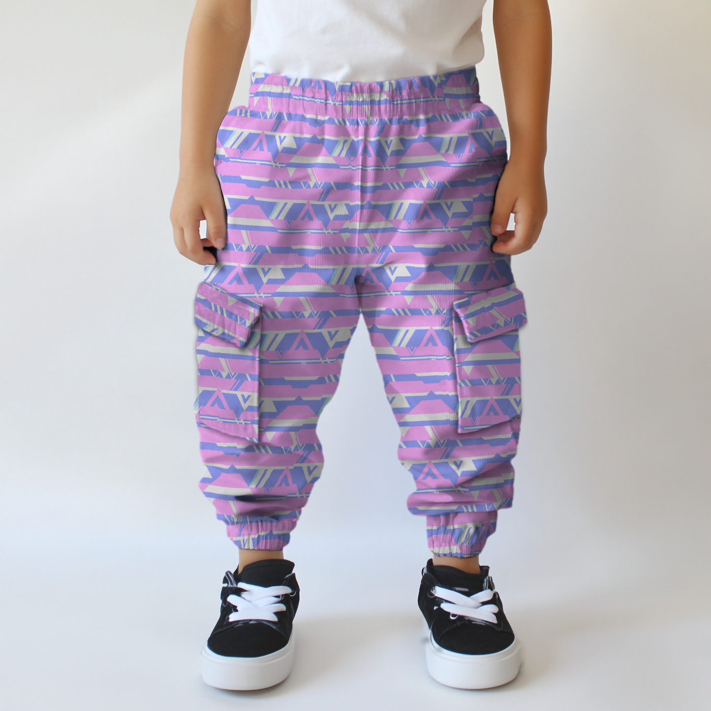 Denim Cargo Pants - Pink Retro