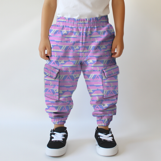 Denim Cargo Pants - Pink Retro