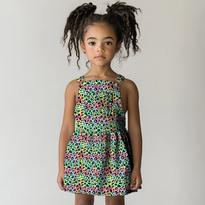 Needlecord Skirted Dress - Rainbow Leopard