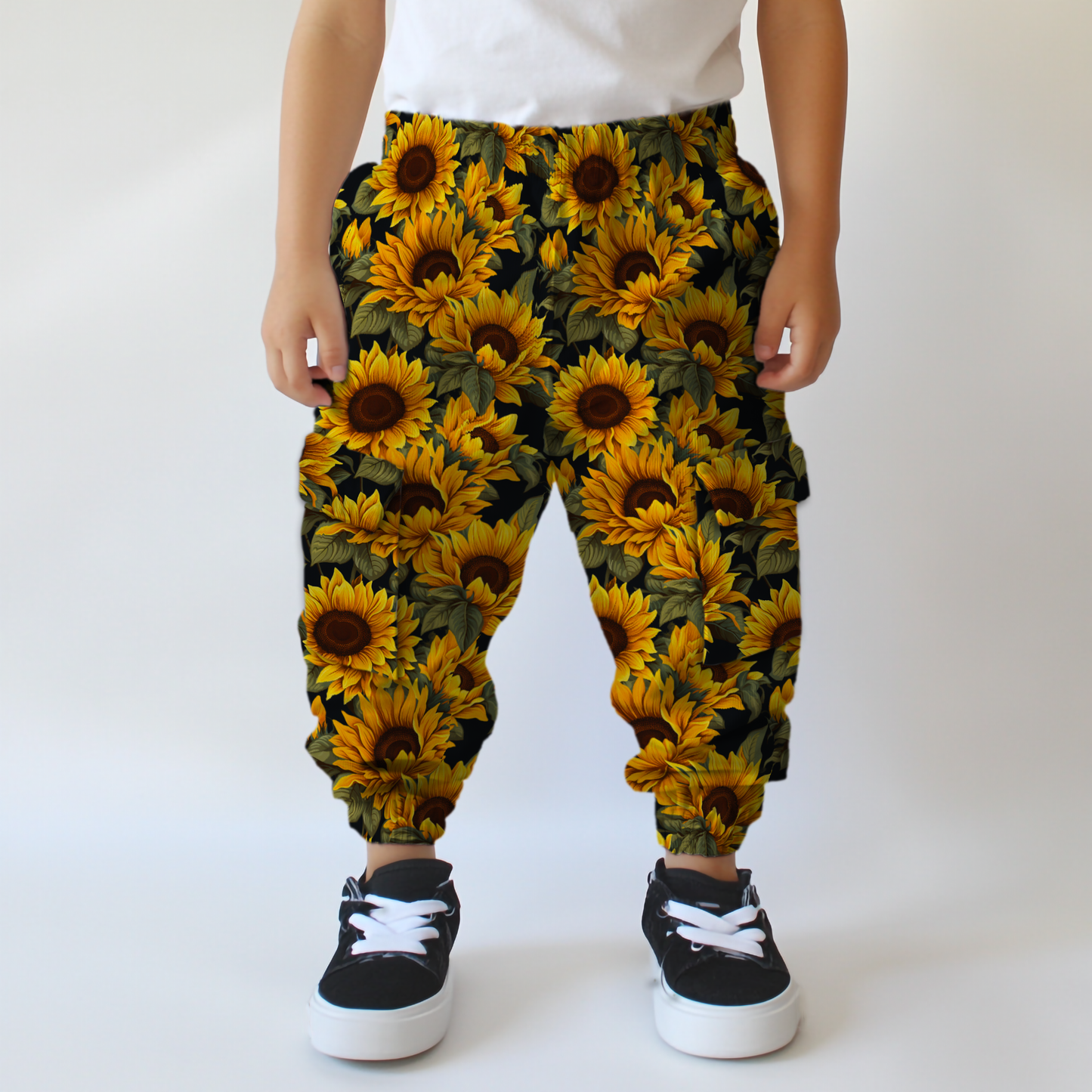 Denim Cargo Pants - Sunflowers