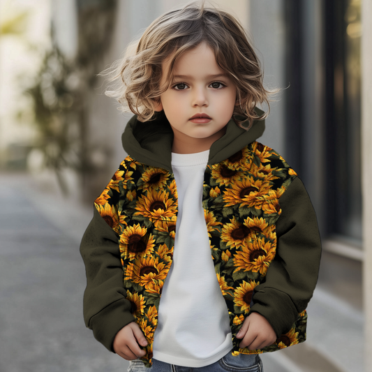 Denim Hoodie - Sunflowers